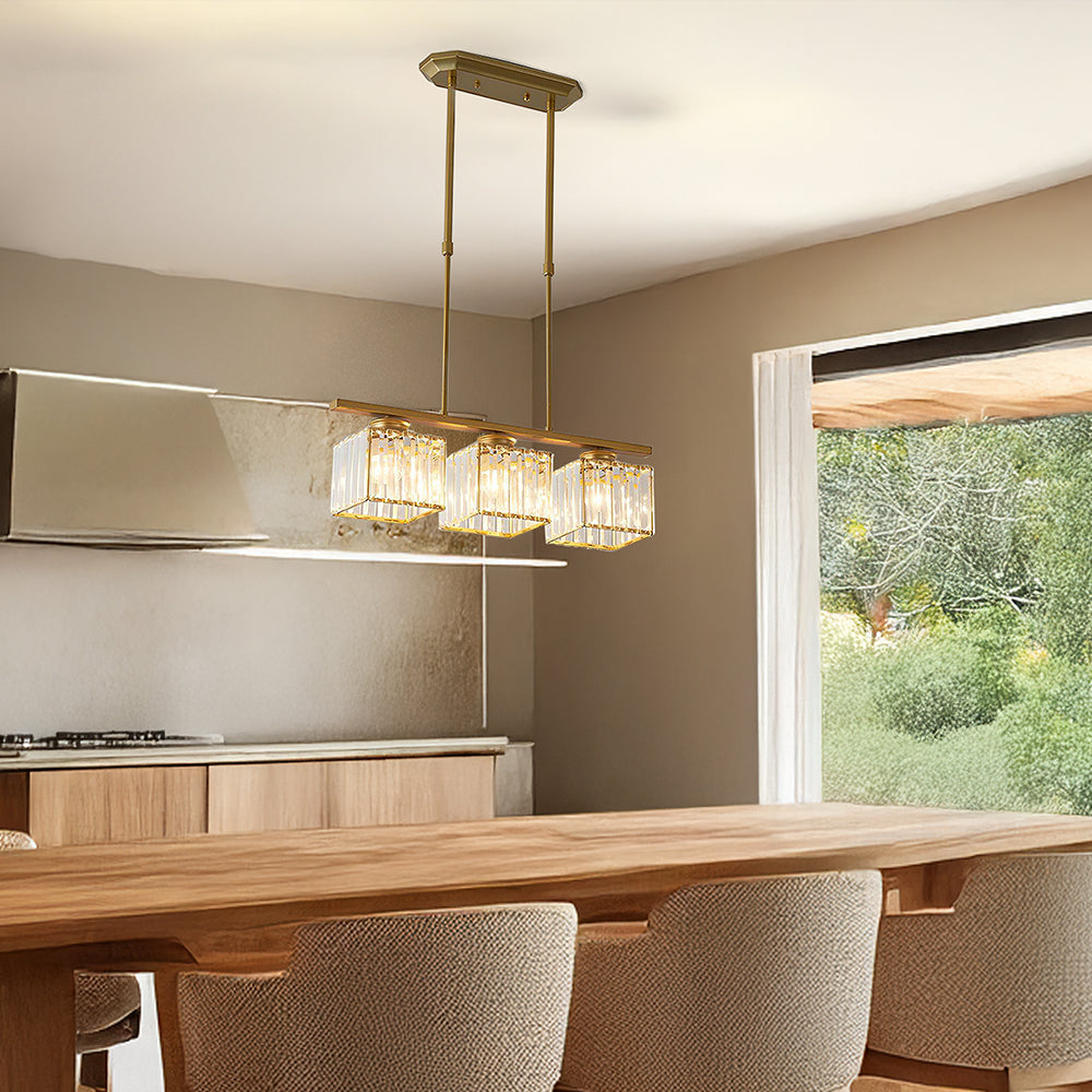 Linearer Glasfransen-Kronleuchter