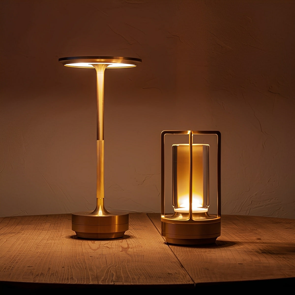 Tischlampe in Hantel Form mit LED und USB