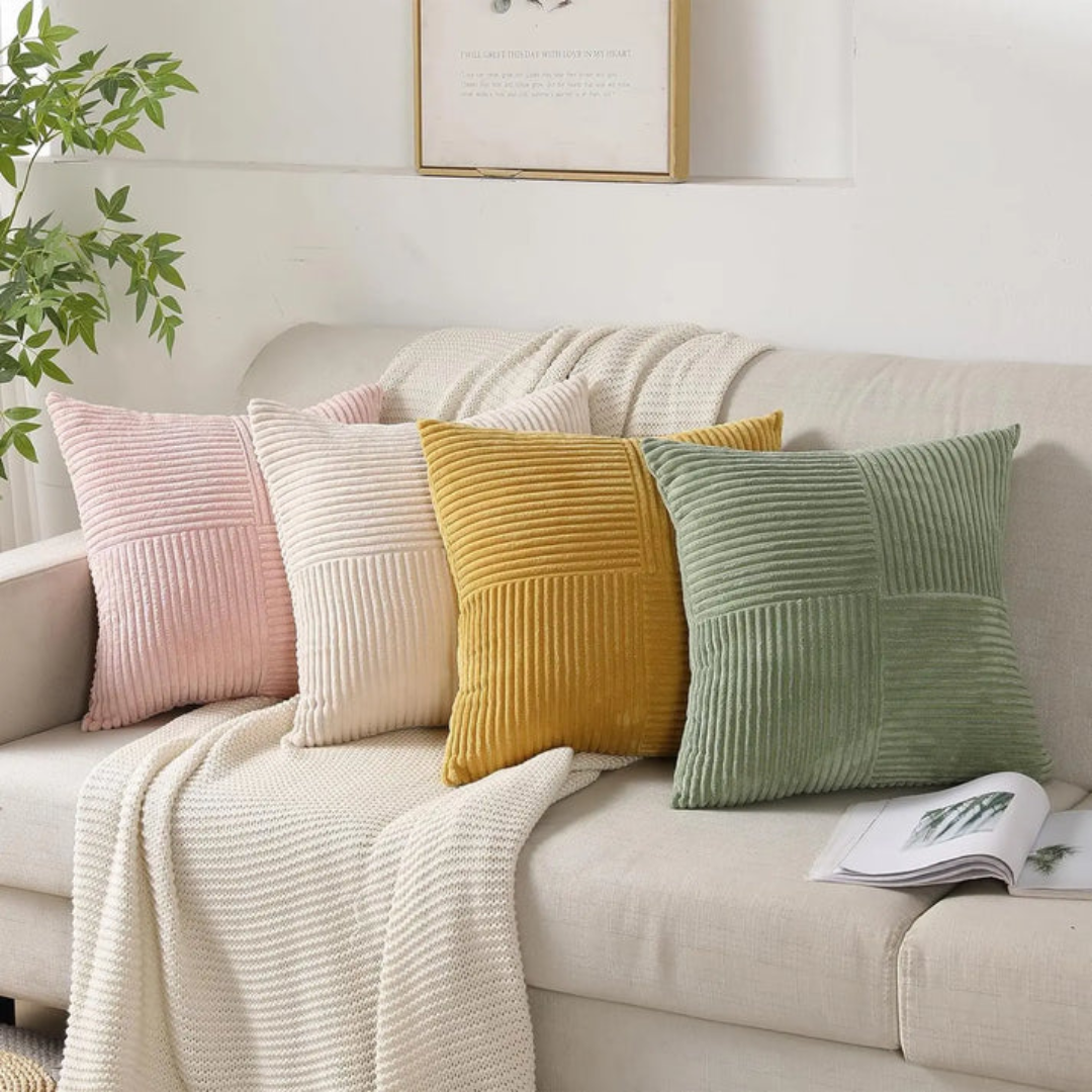 Rippiertes Patchwork-Kissen