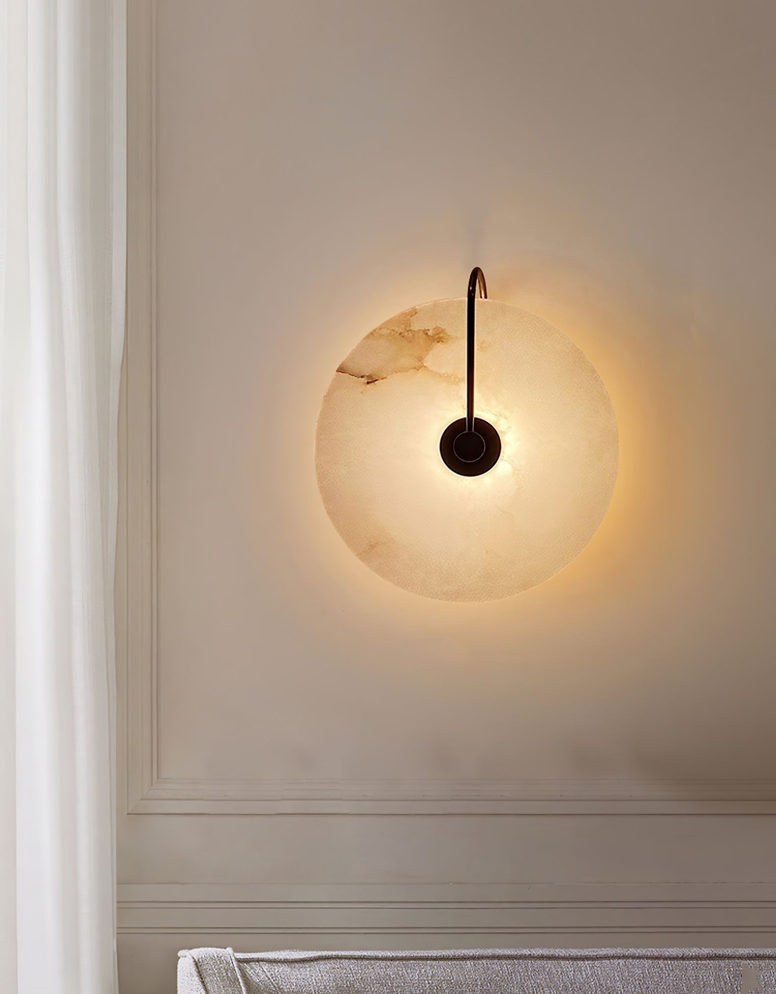 Runde lichtdurchlässige Wandleuchte für den Innenbereich
