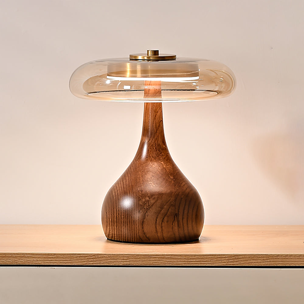 Tropfenförmige Tischlampe mit Glasdome