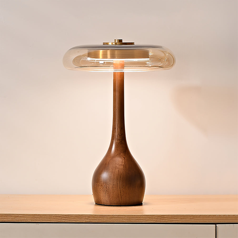 Tropfenförmige Tischlampe mit Glasdome