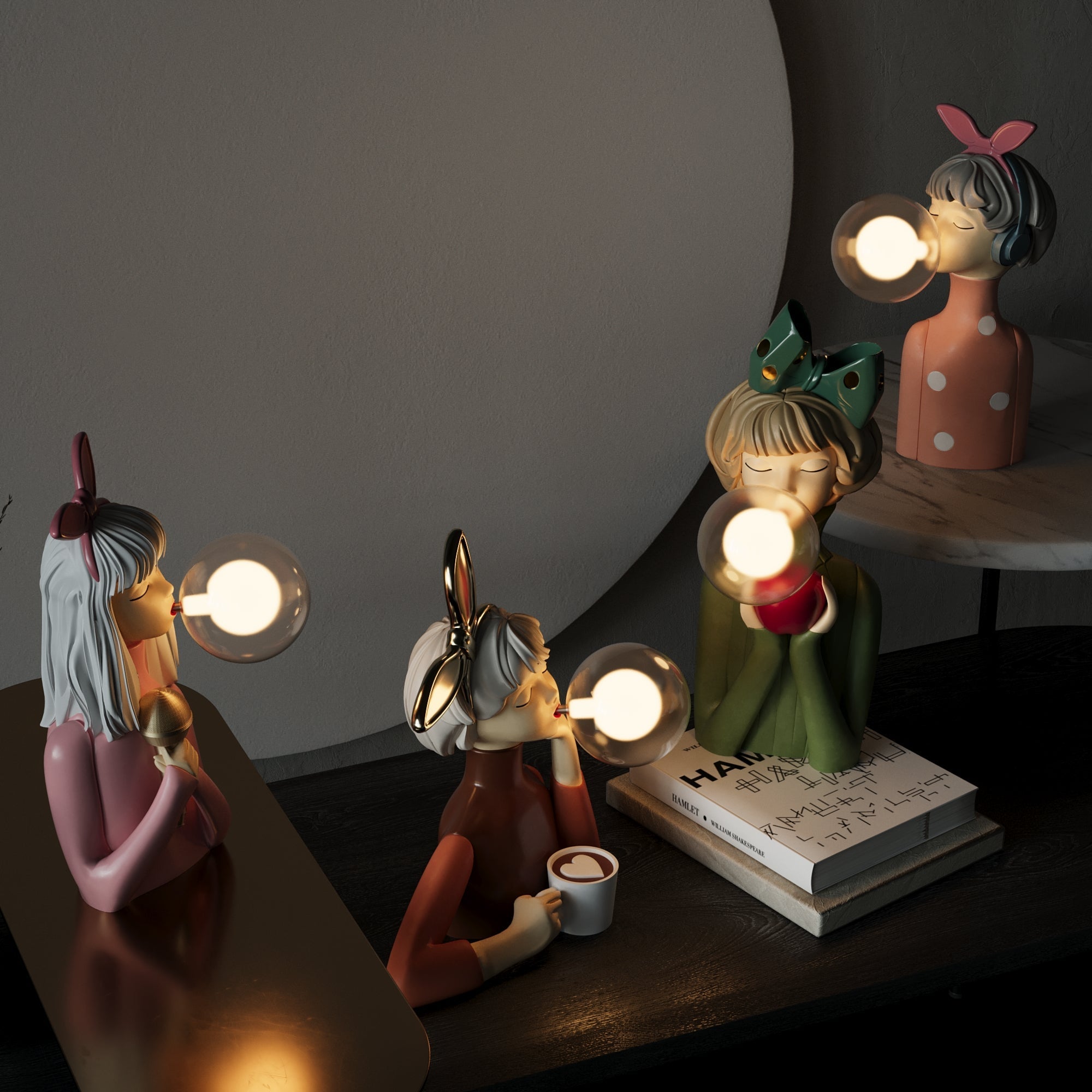 Tischlampe in Damenfigur