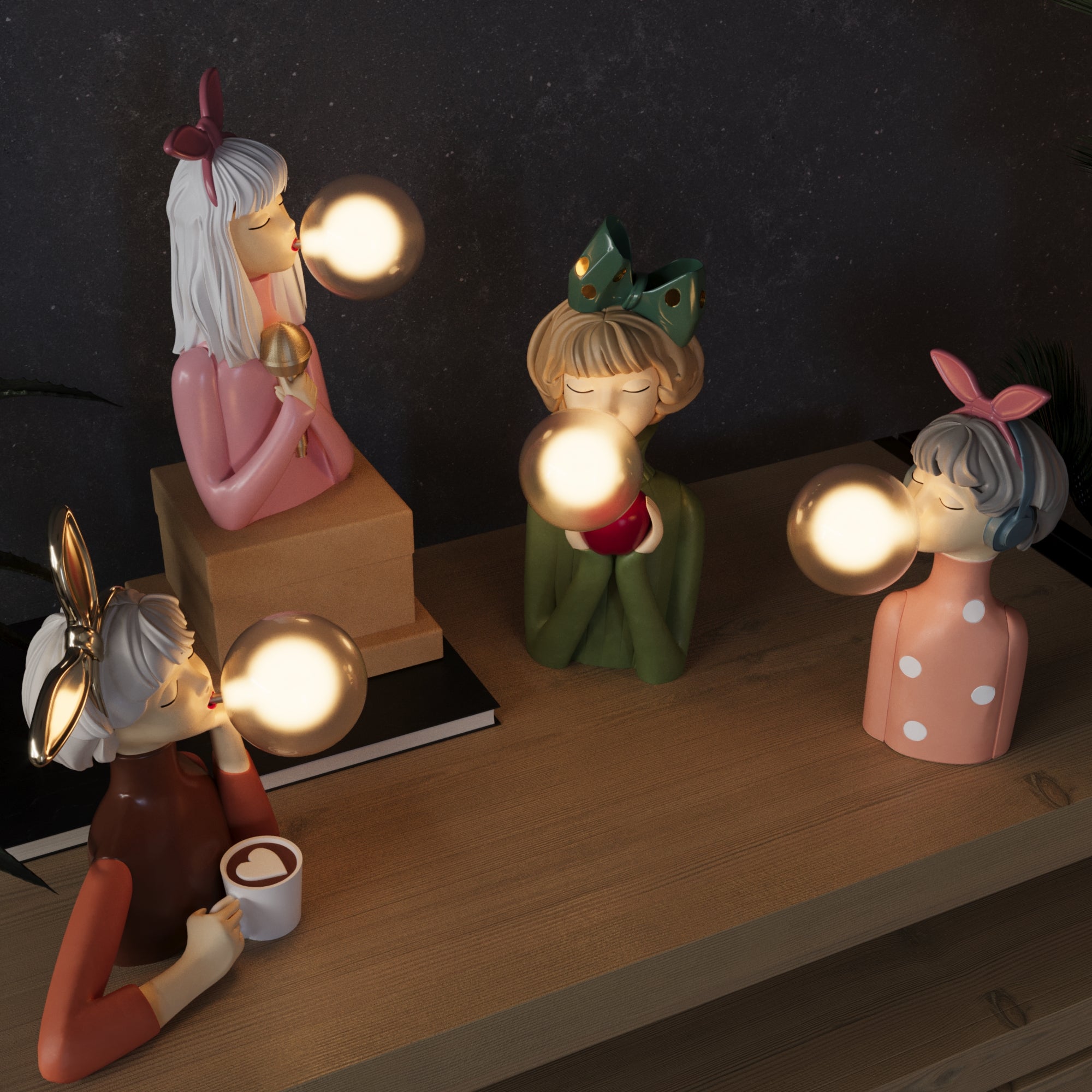 Tischlampe in Damenfigur