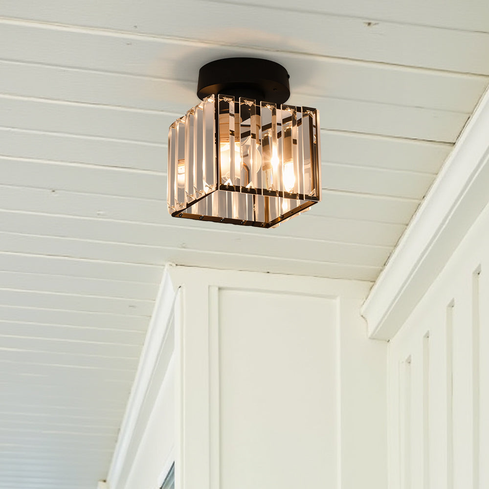 Deckenleuchte mit Messingkorpus und Kristallschirm | LED