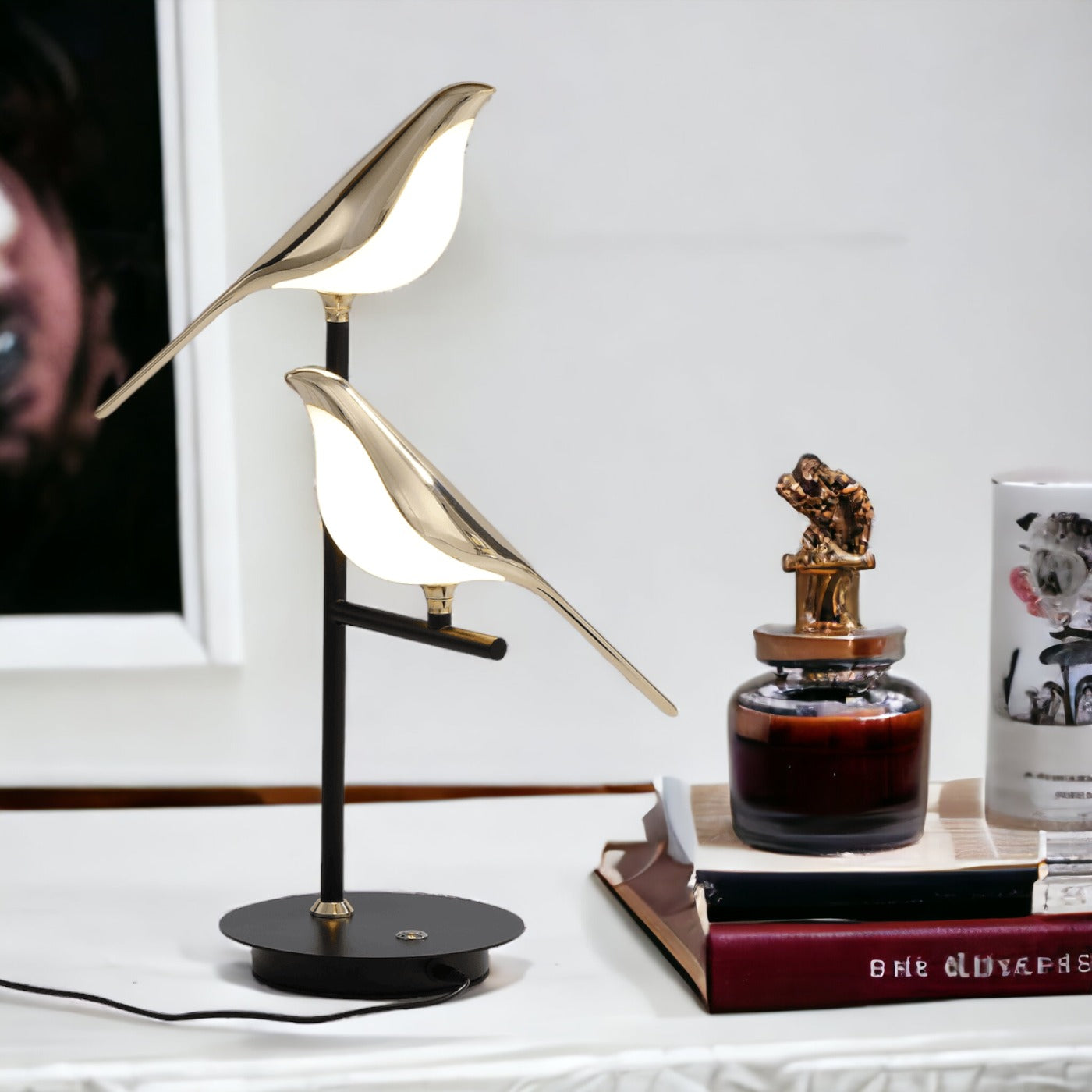 Ästhetische Tischleuchte Goldener Vogel | LED