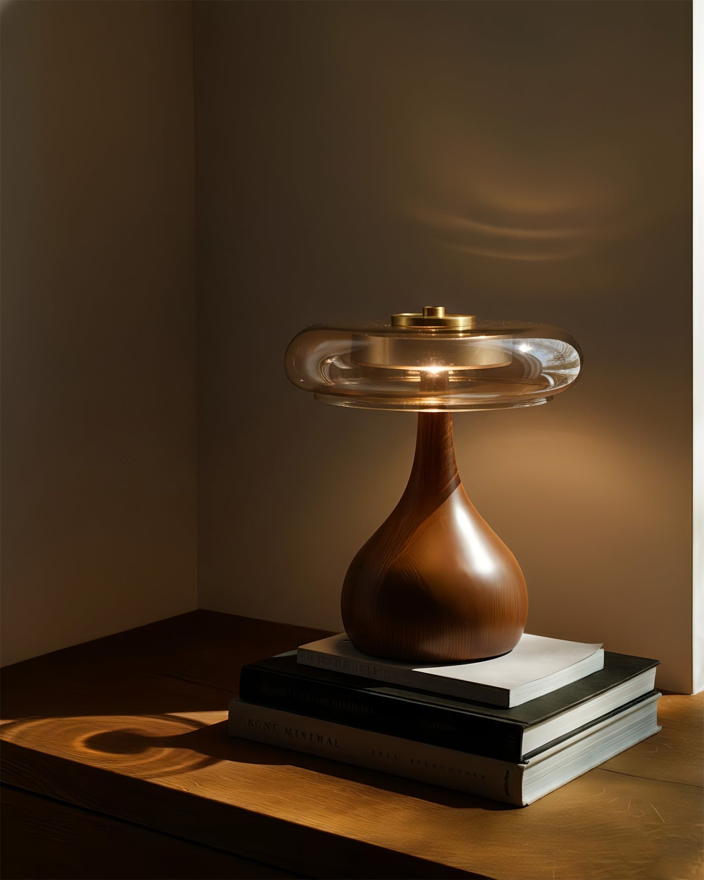 Tropfenförmige Tischlampe mit Glasdome