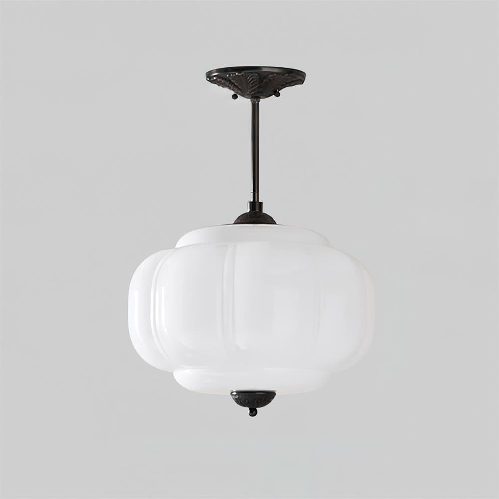 Glas-Deckenlampe mit Messingbeschlägen