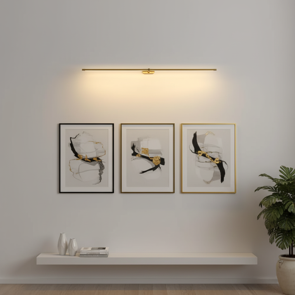 Wandleuchte in Stabform mit Metalldetails