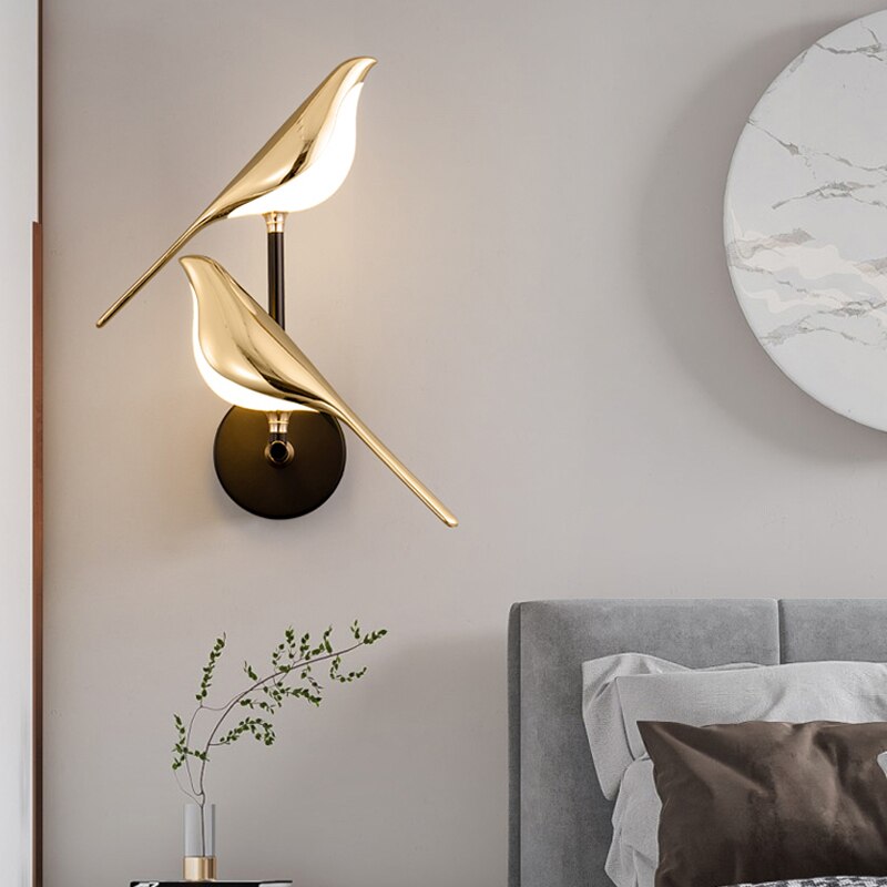 Goldene Vogelförmige Wandlampe