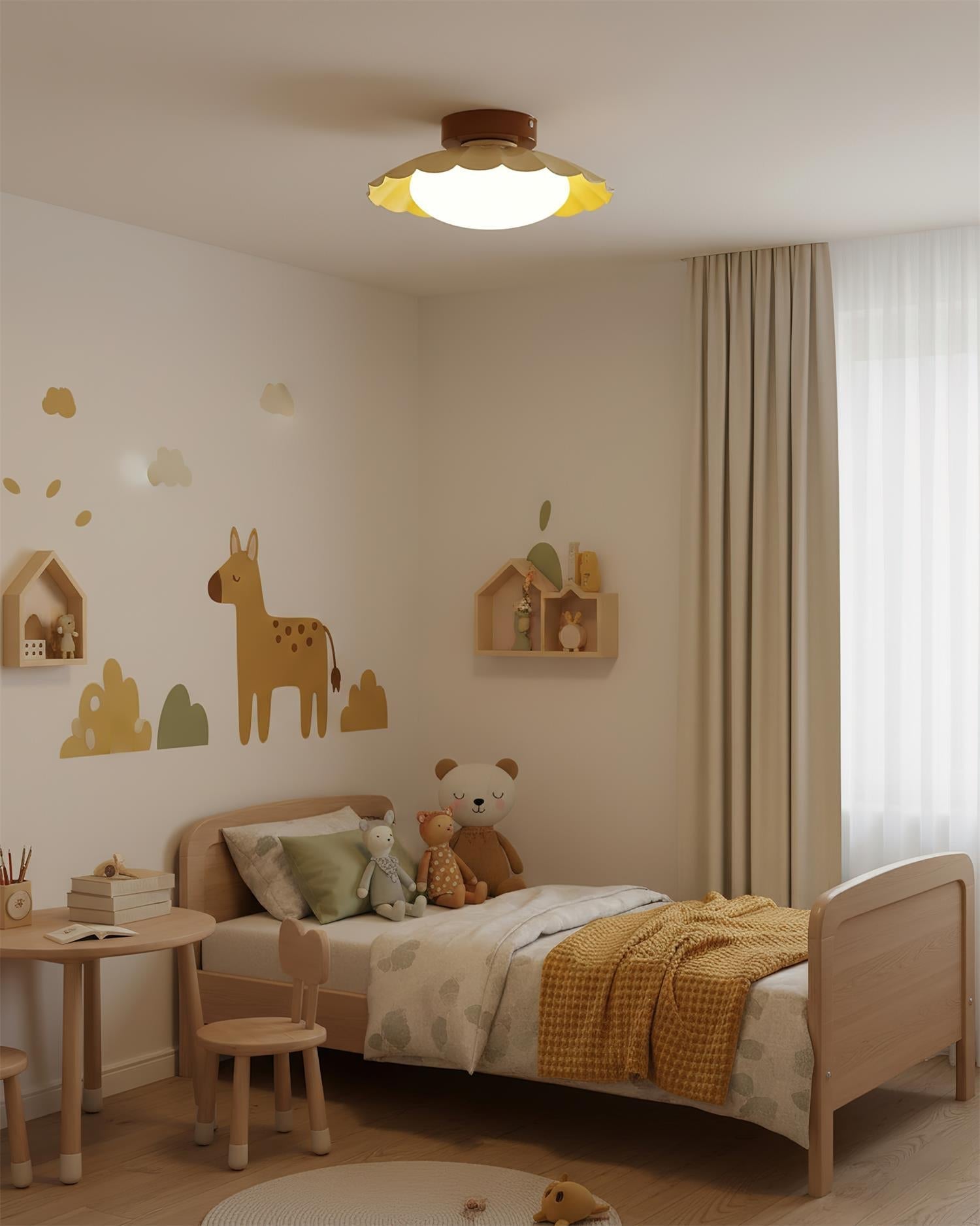 Wand- und Deckenleuchte mit gewelltem Schirm