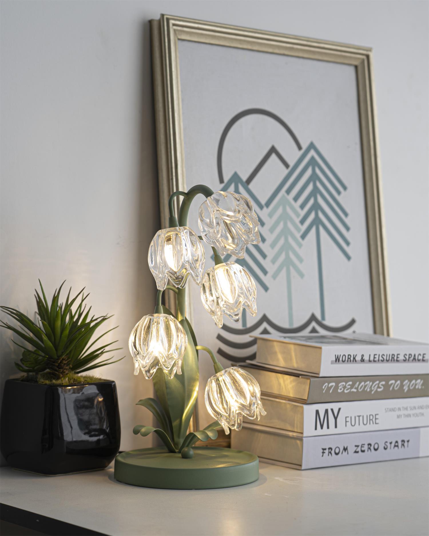 Blühende Blumen Tischlampe
