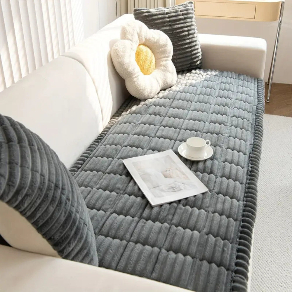 Plüsch-Sofabezug mit Faltenstruktur