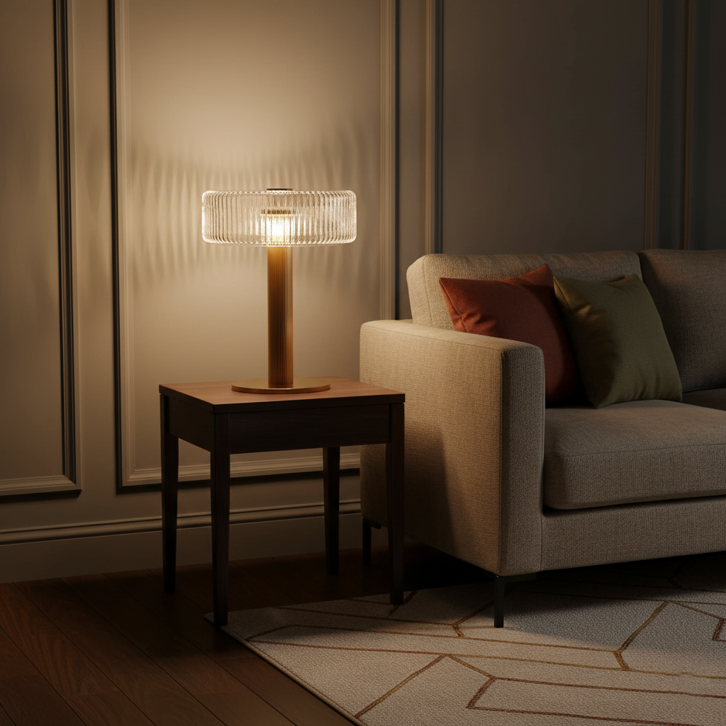 Rippenglas Karussell Tischlampe