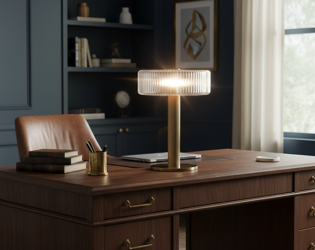 Rippenglas Karussell Tischlampe