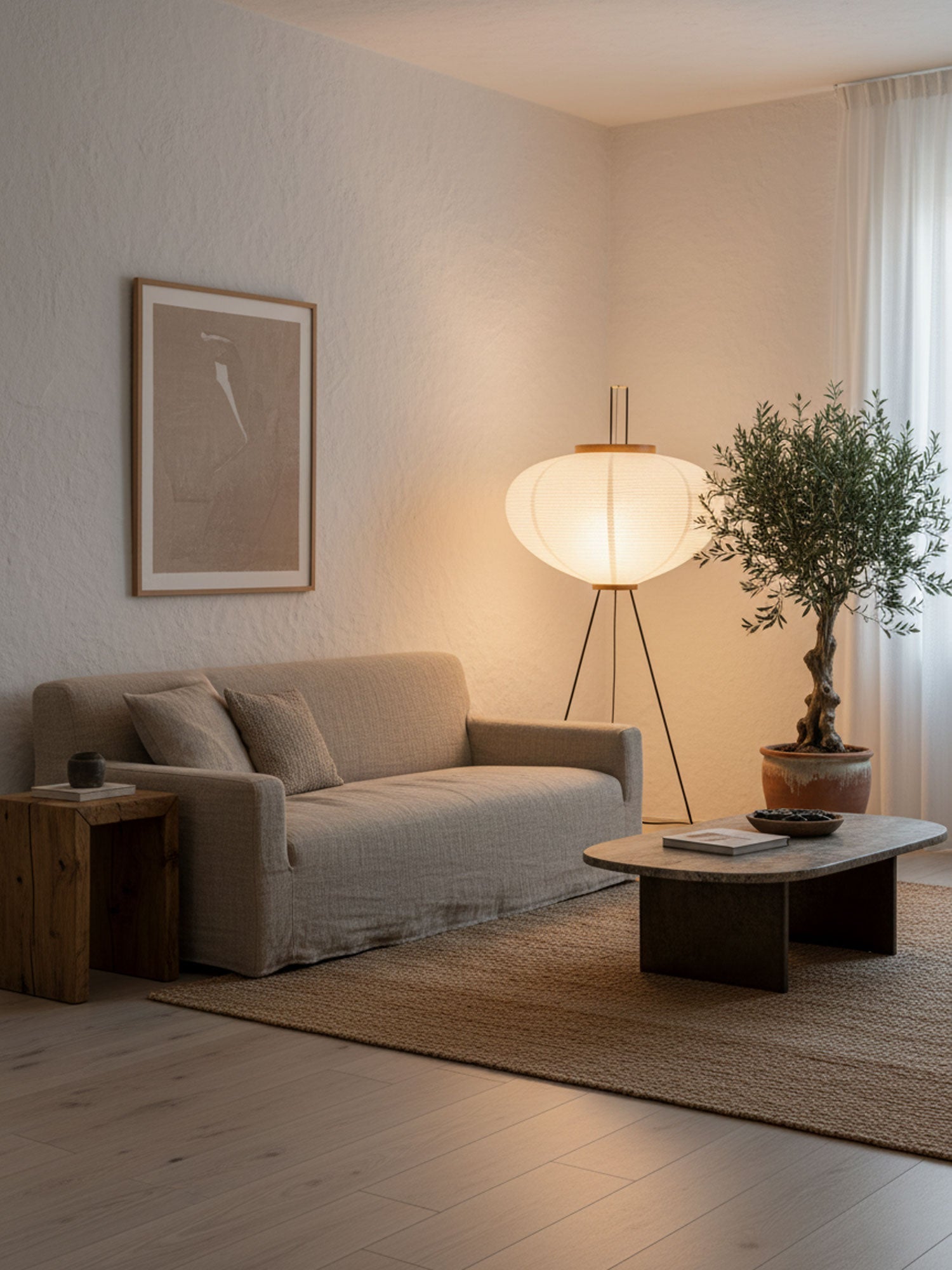 Reispapier Stehlampe | Wohnzimmer