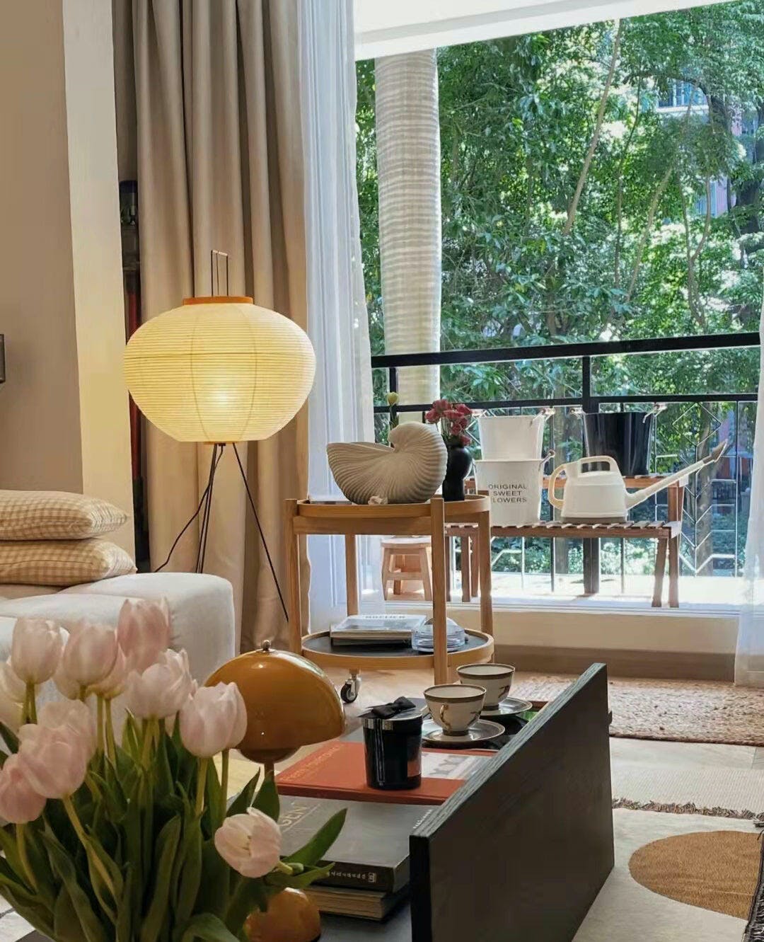 Reispapier Stehlampe | Wohnzimmer