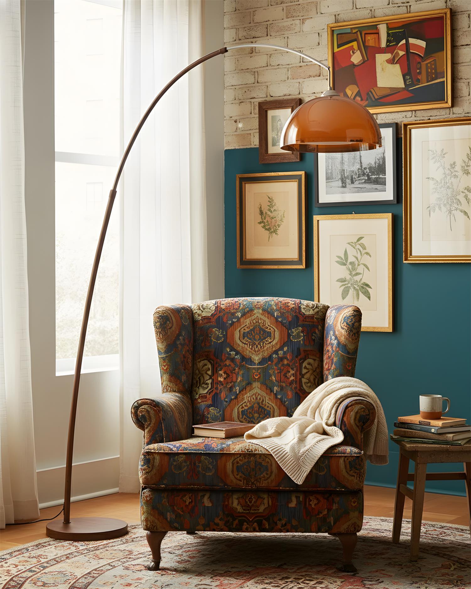 Bogen Stehlampe mit Kuppelschirm