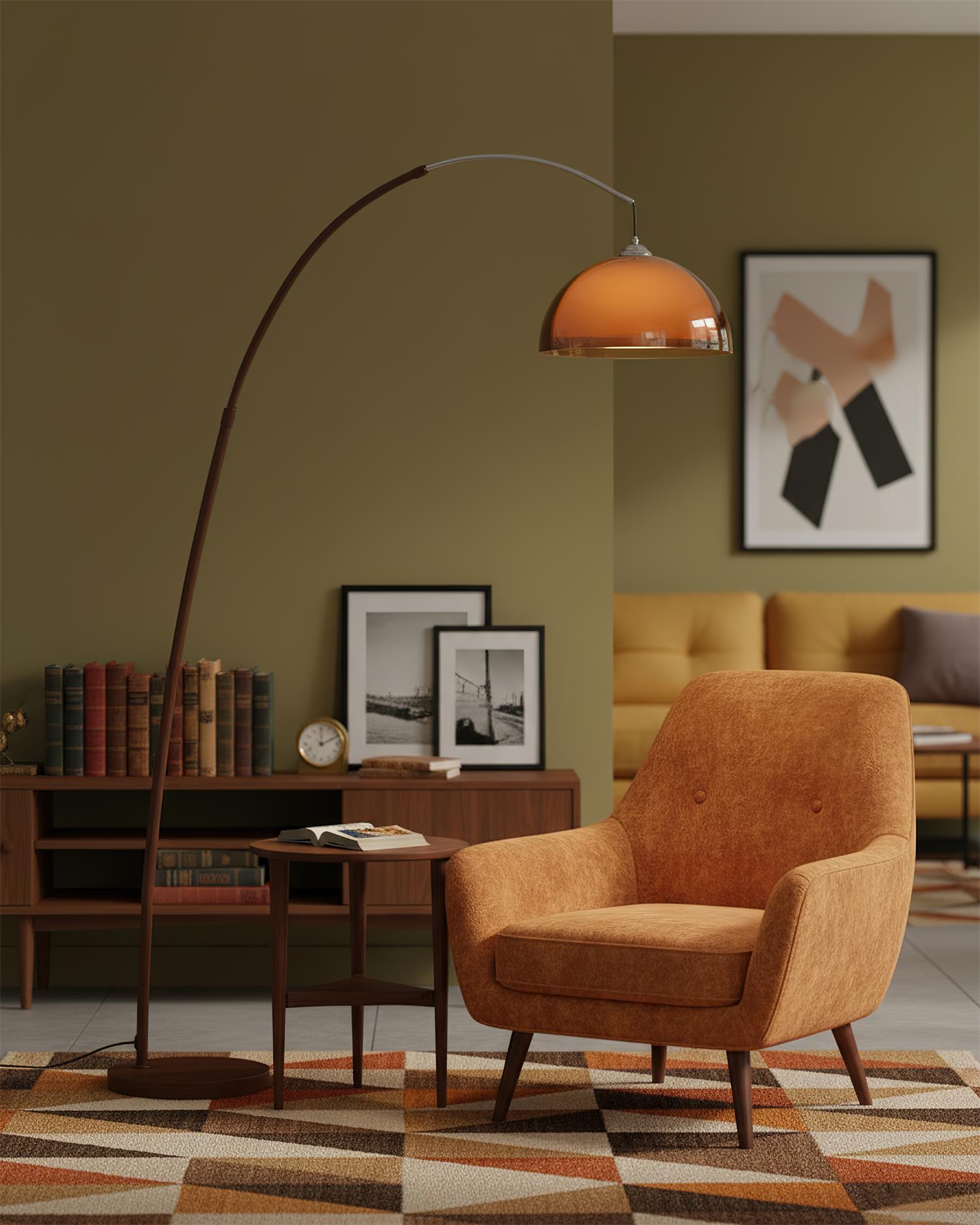 Bogen Stehlampe mit Kuppelschirm