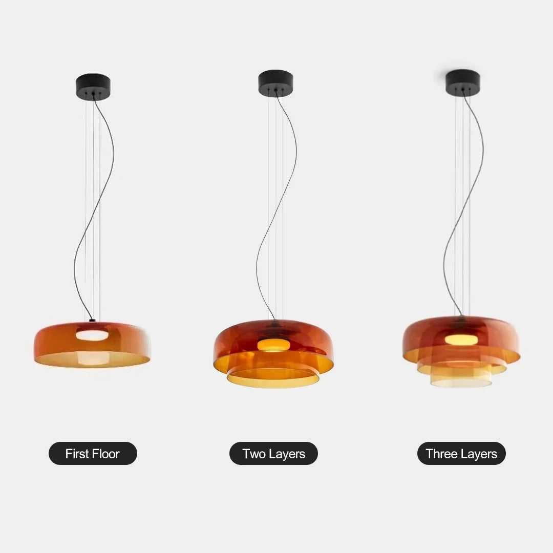 Levels Pendelleuchte mit Glasschirmen