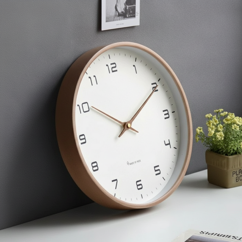 Runde Analoge Wanduhr mit Holzrahmen