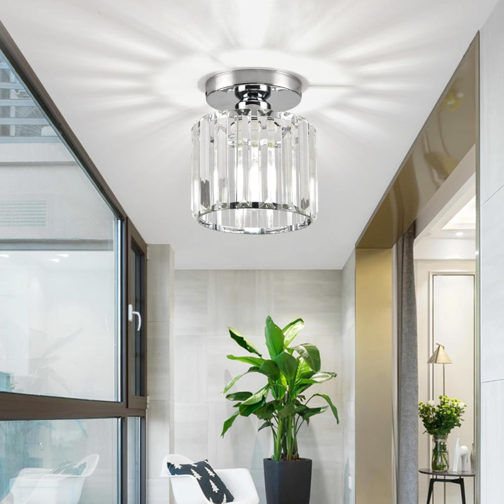 Deckenleuchte mit Messingkorpus und Kristallschirm | LED