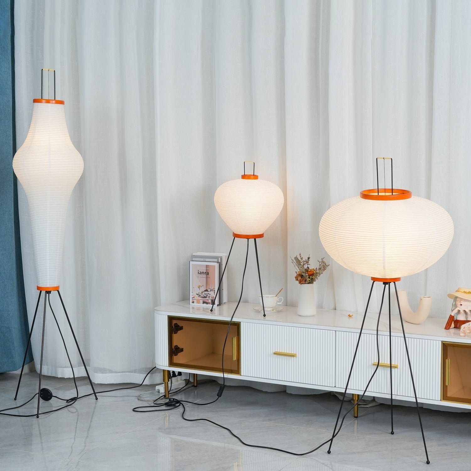 Reispapier Stehlampe | Wohnzimmer