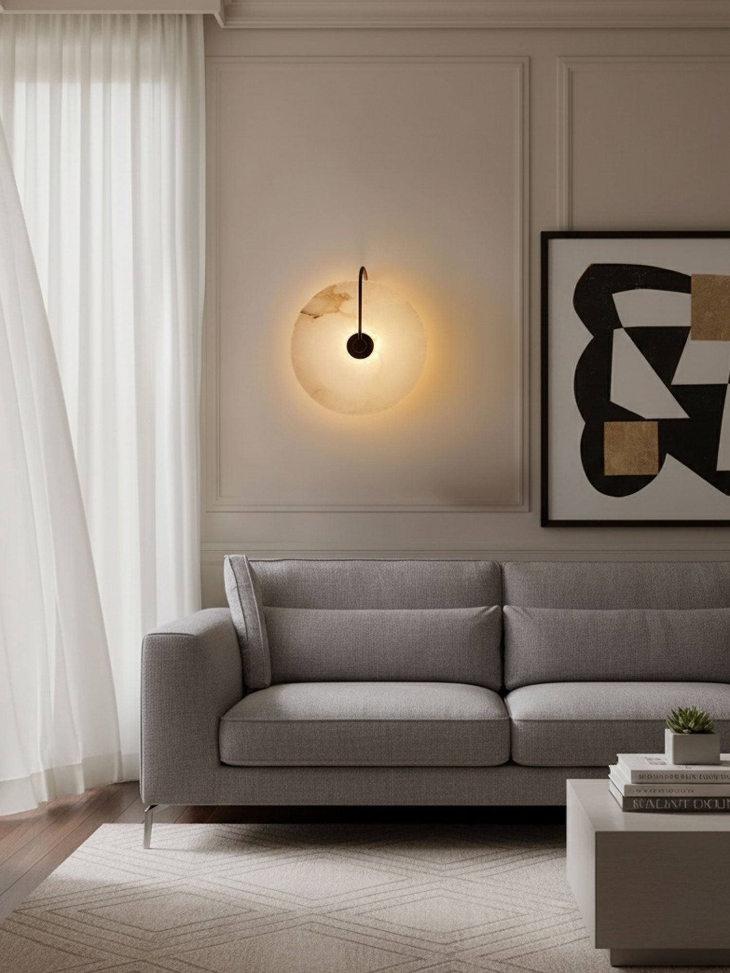 Runde lichtdurchlässige Wandleuchte für den Innenbereich