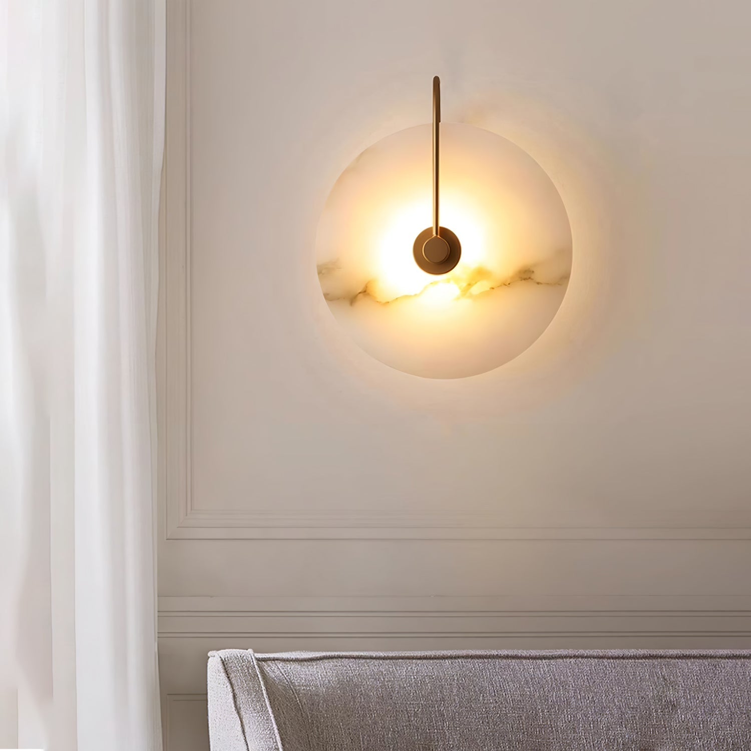 Runde lichtdurchlässige Wandleuchte für den Innenbereich