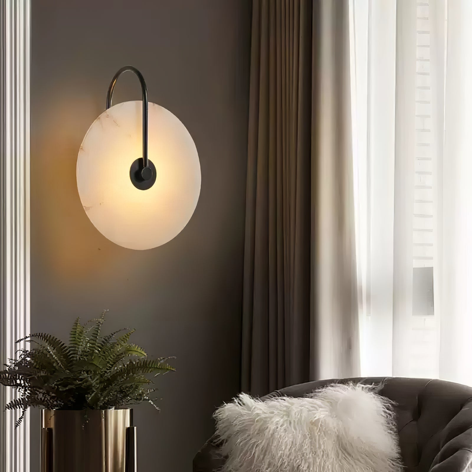 Runde lichtdurchlässige Wandleuchte für den Innenbereich