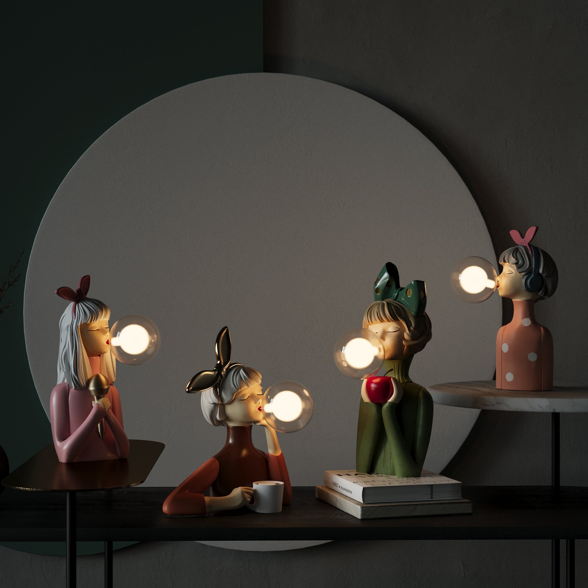 Tischlampe in Damenfigur