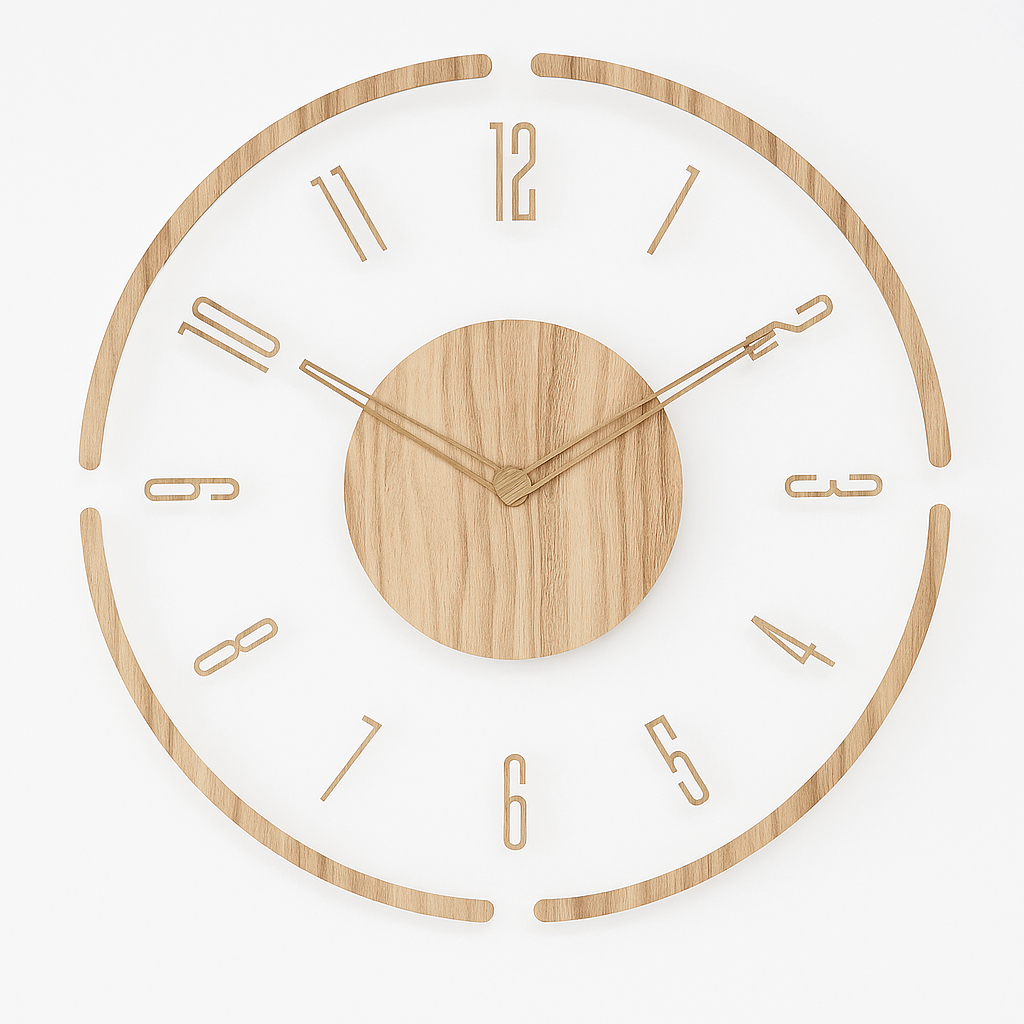 Analoge Wanduhr aus Holz für den Innenbereich