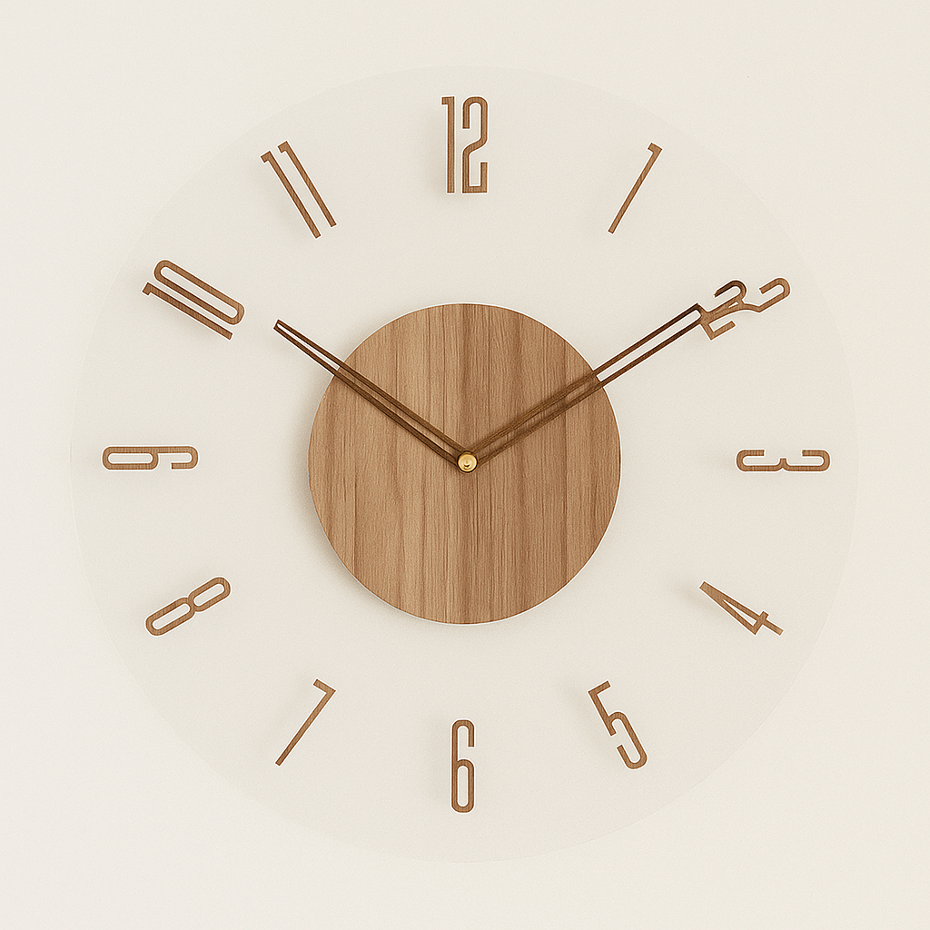 Analoge Wanduhr aus Holz für den Innenbereich