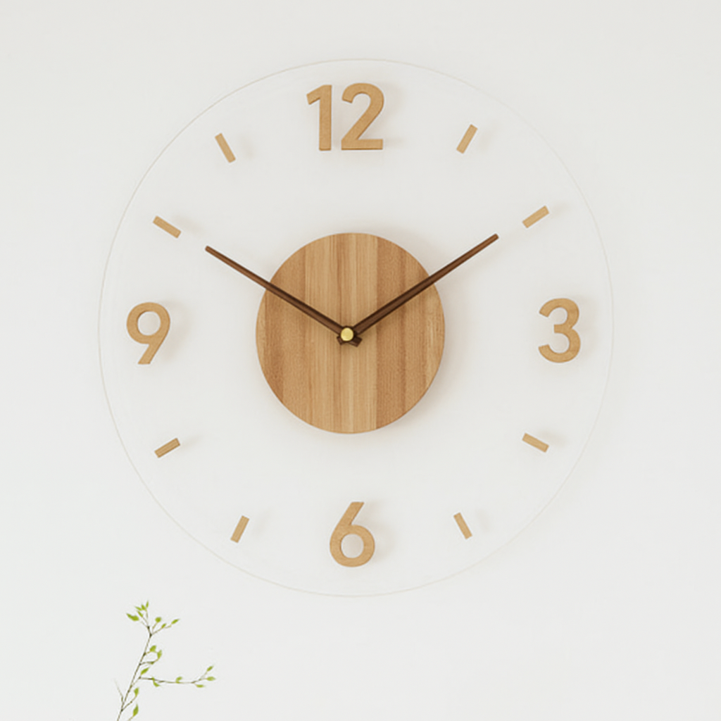 Analoge Wanduhr aus Holz für den Innenbereich