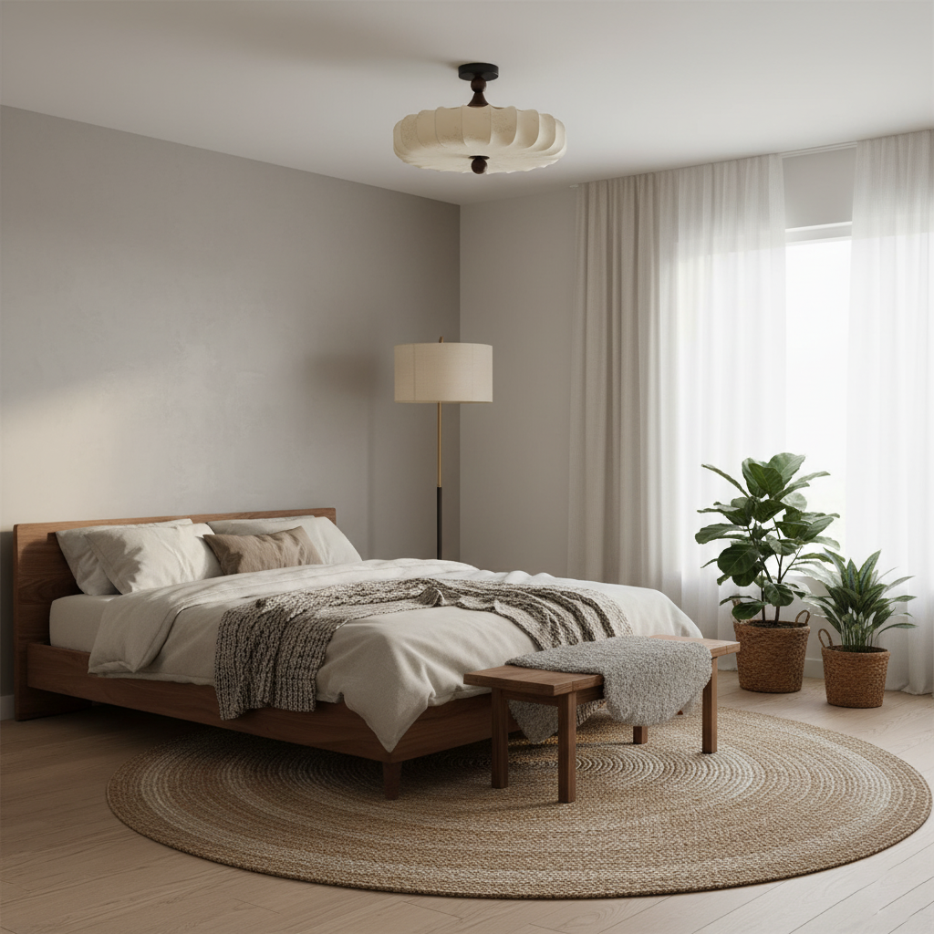 Deckenlampe mit gewelltem Schirm
