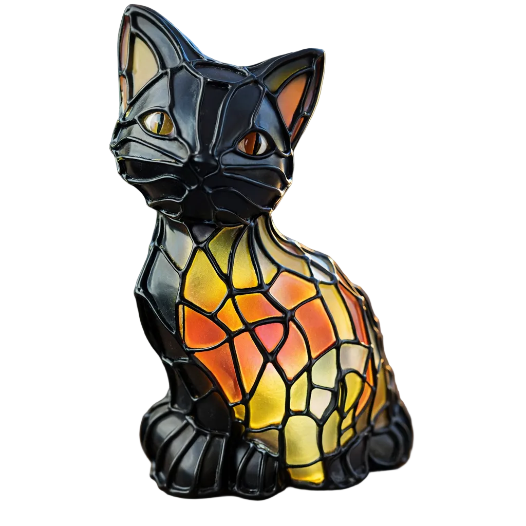 Tischlampe in Katzenform mit schwarzer Beize