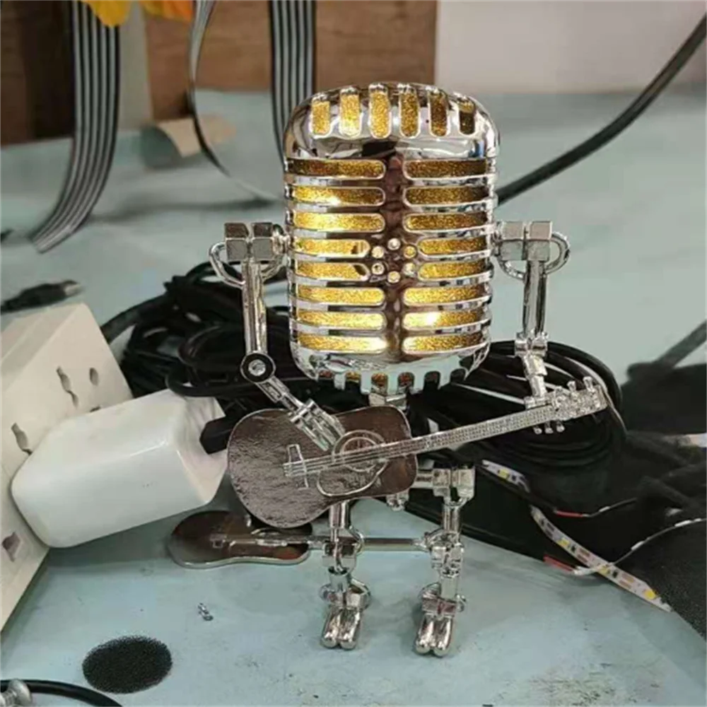 Freistehende Tischlampe Roboter mit Mikrofon und Integriertem LED