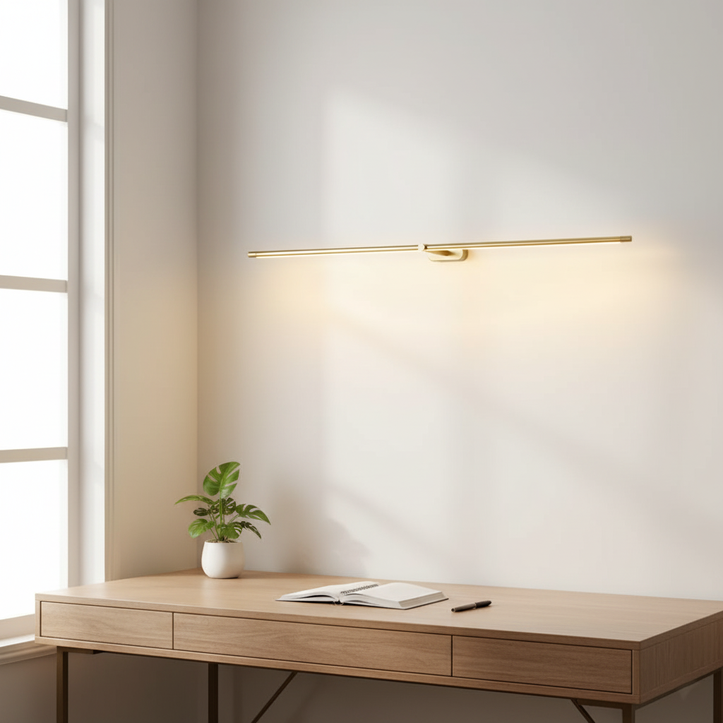 Wandleuchte in Stabform mit Metalldetails