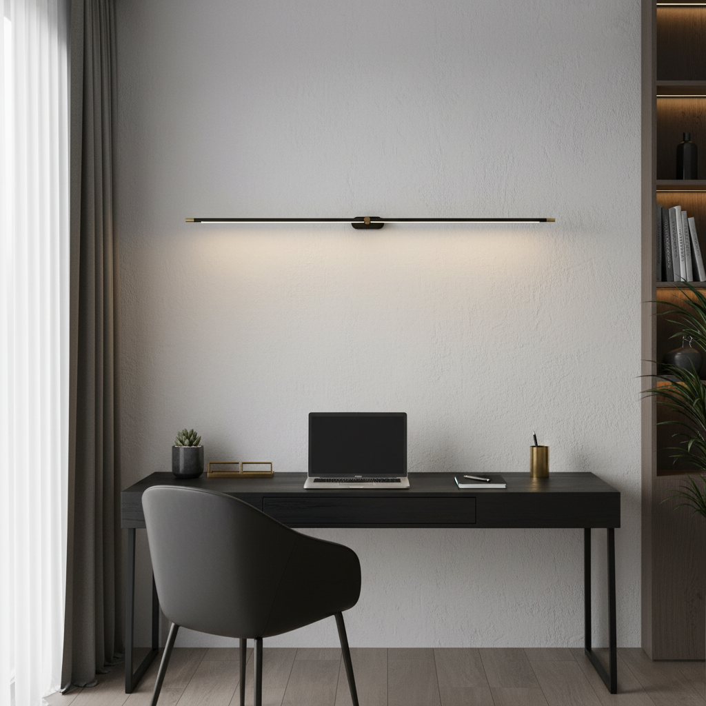 Wandleuchte in Stabform mit Metalldetails