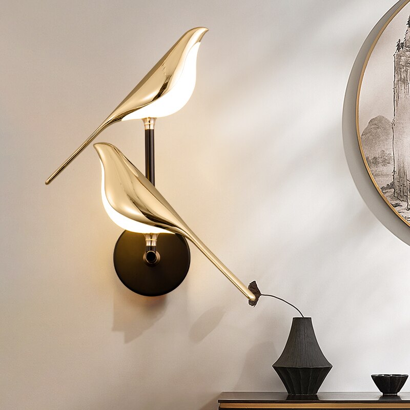 Goldene Vogelförmige Wandlampe