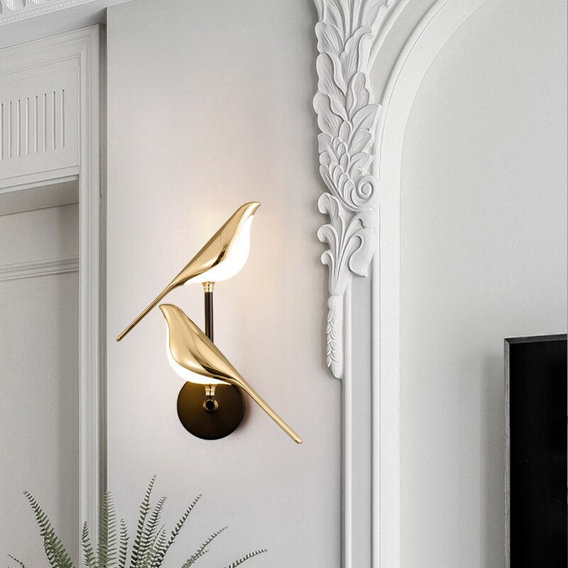 Goldene Vogelförmige Wandlampe