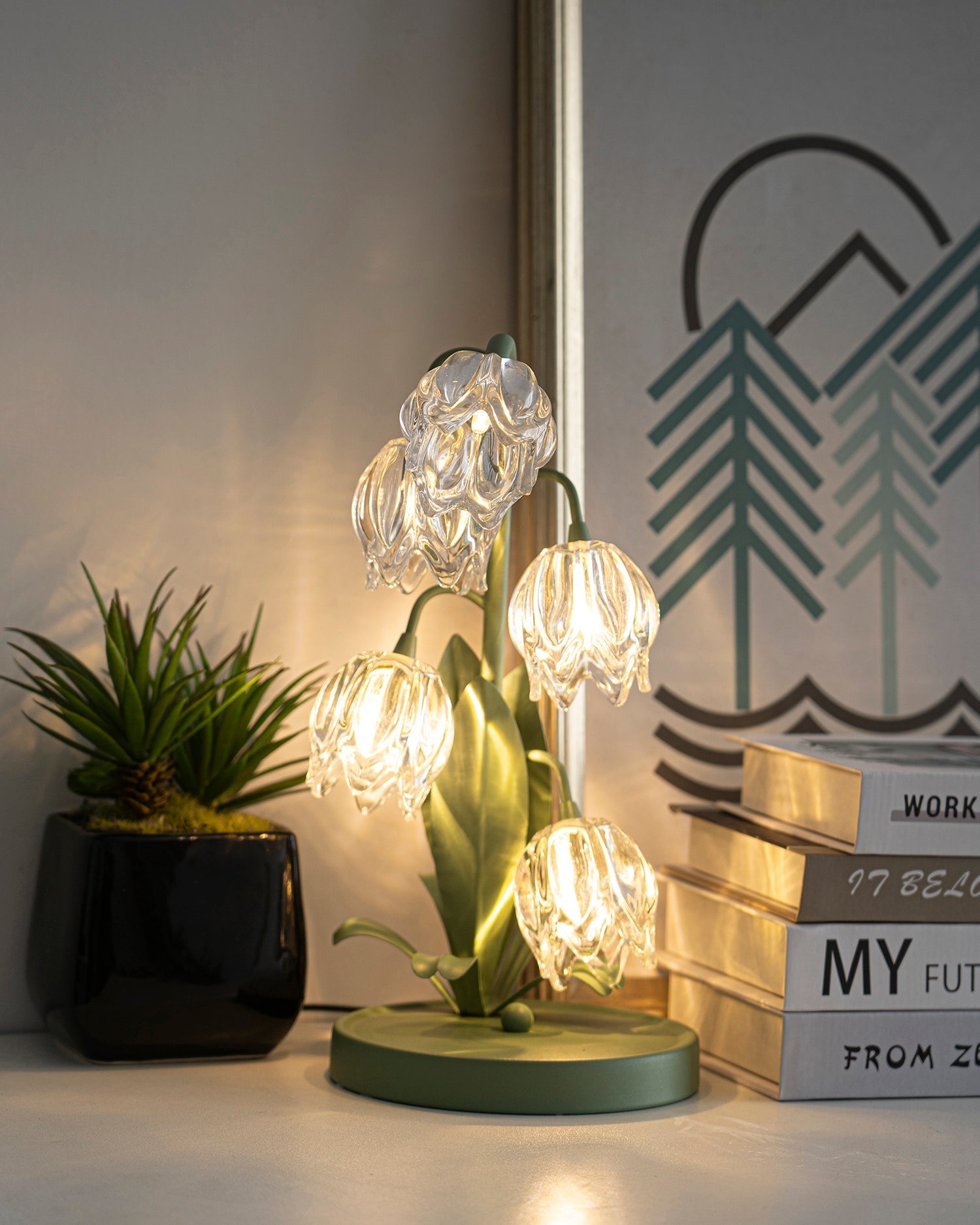 Blühende Blumen Tischlampe