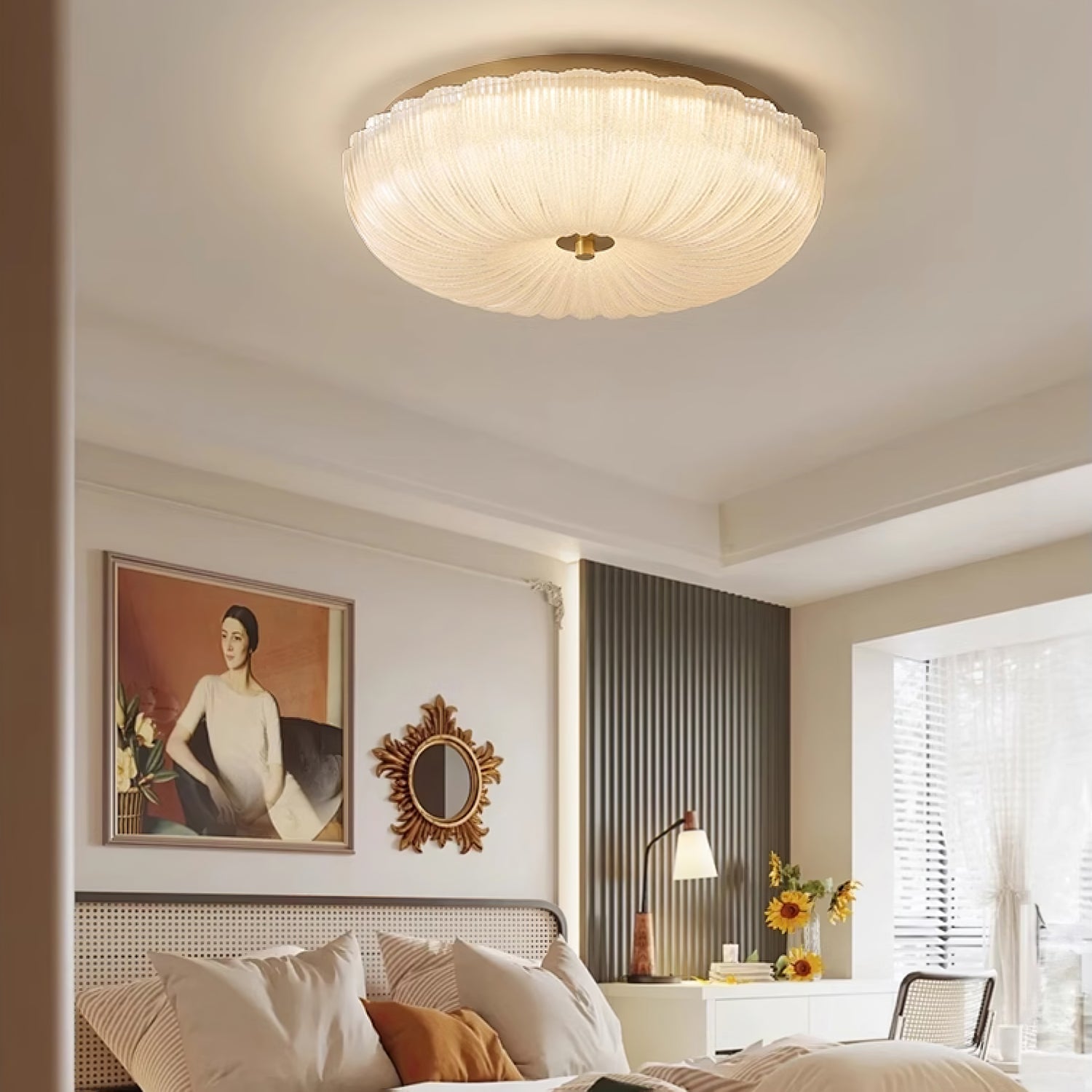 Wellmusterte Runde Deckenlampe