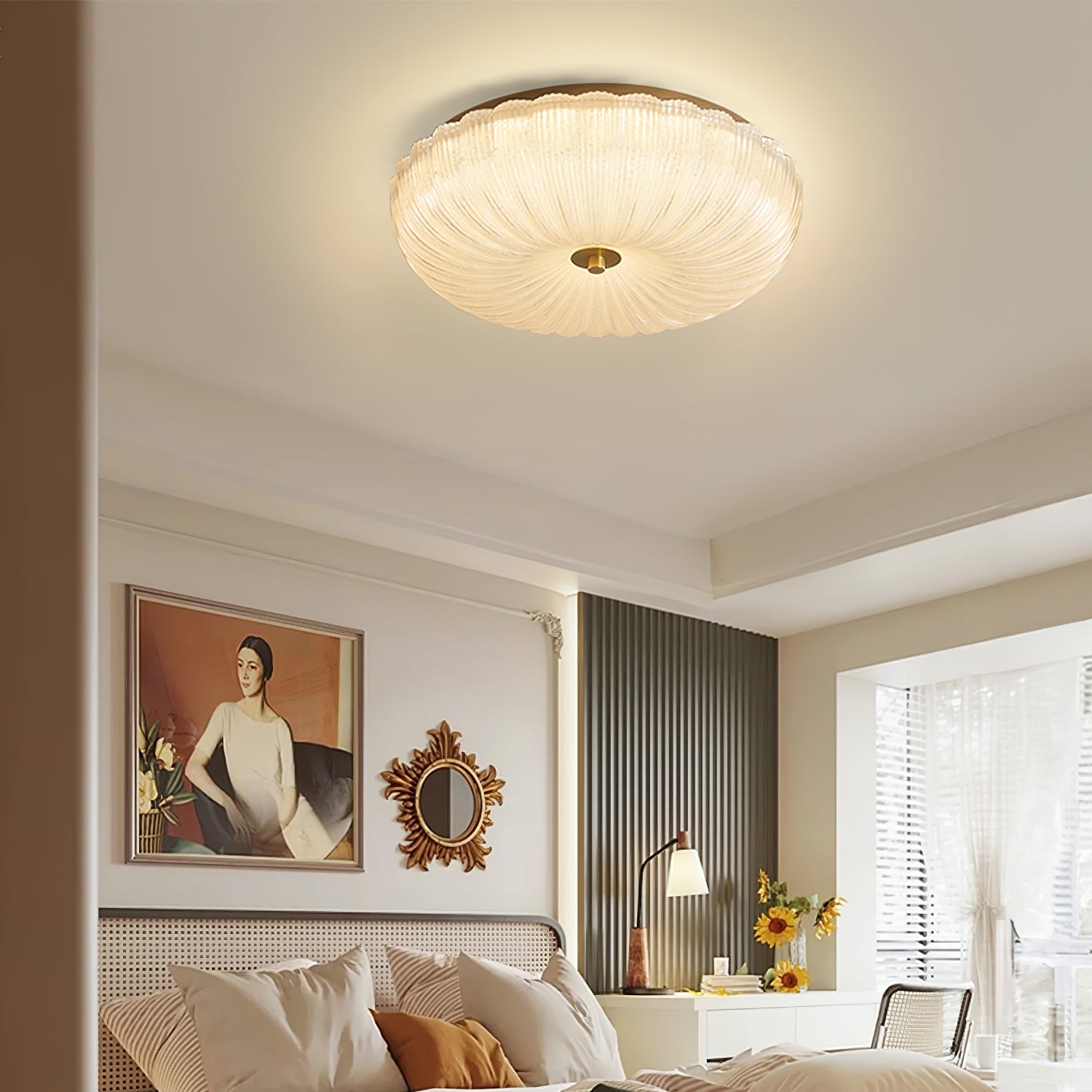 Wellmusterte Runde Deckenlampe