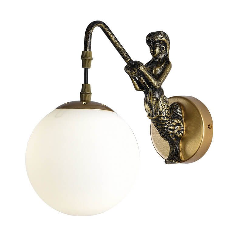 Meerjungfrauen-Skulptur-Globus-Wandleuchte