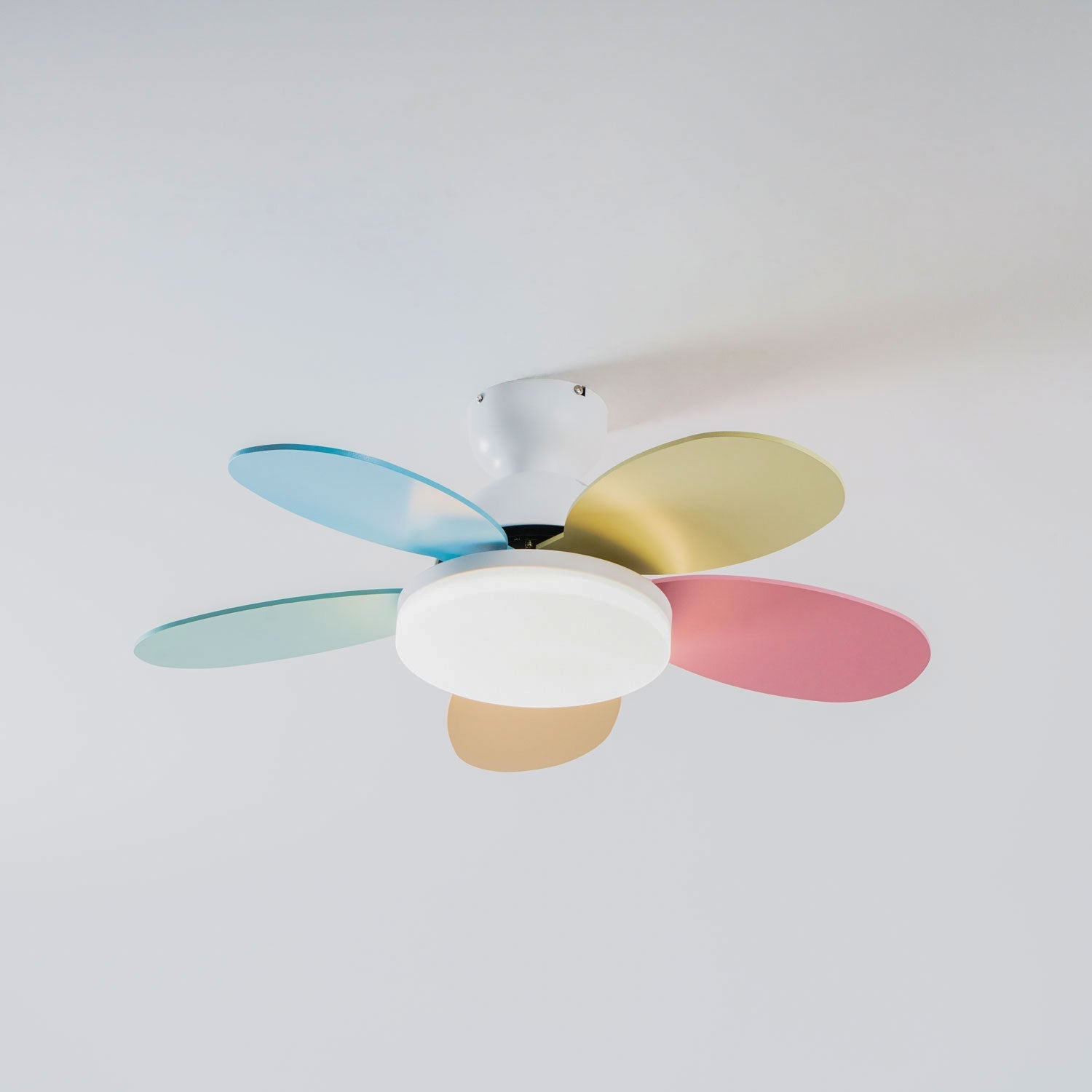 LED Deckenventilator mit blütenblattförmigen Flügeln