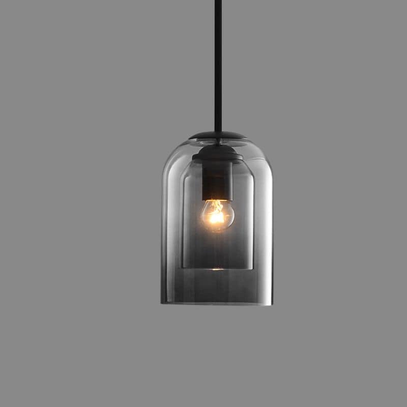 Deckenpendelleuchte mit zwei Glasschirmen