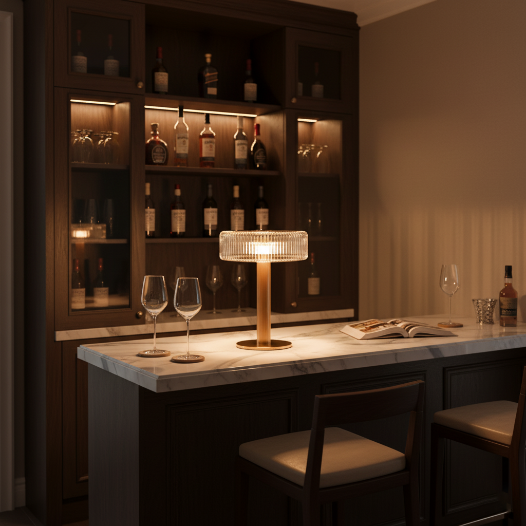 Rippenglas Karussell Tischlampe