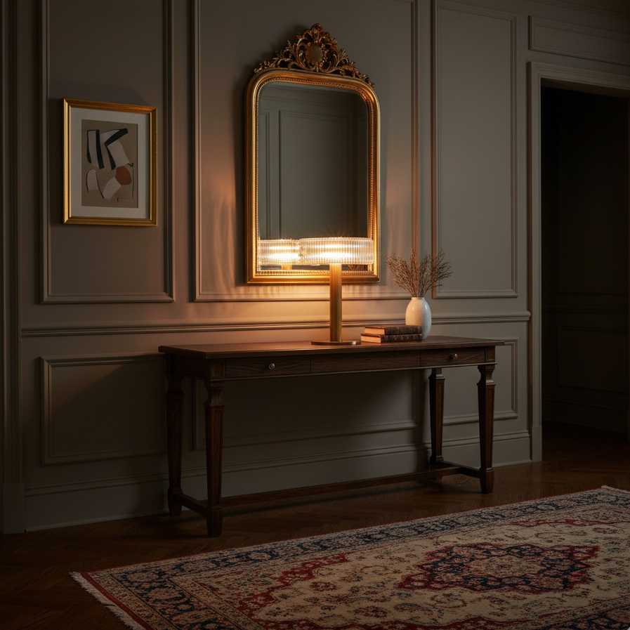 Rippenglas Karussell Tischlampe