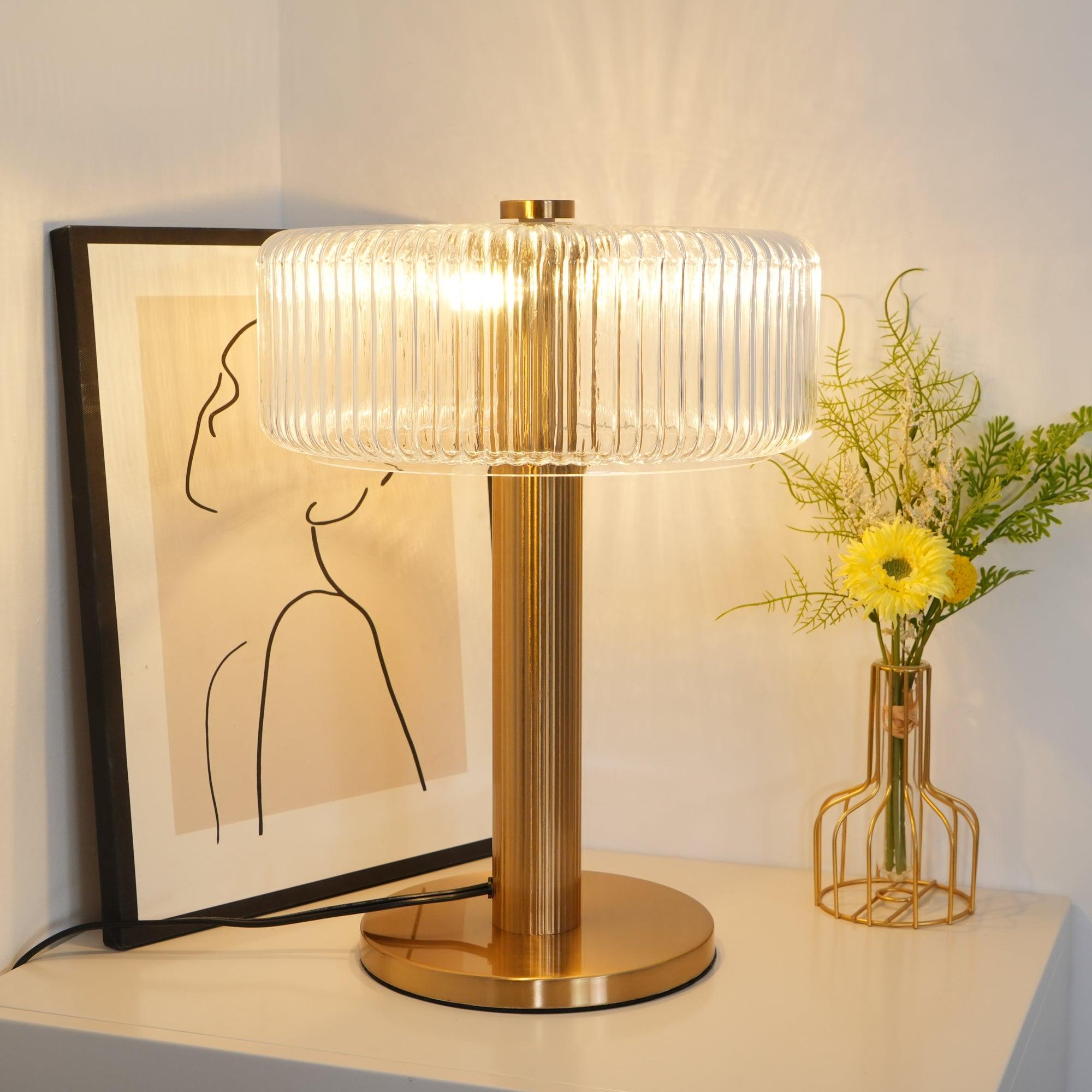 Rippenglas Karussell Tischlampe